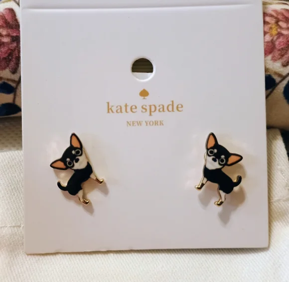 Kate Spade Chihuahua Enamel Earrings - Picture 1 of 3